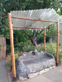 Cob bench in JC neighborhood created as placemaking event.